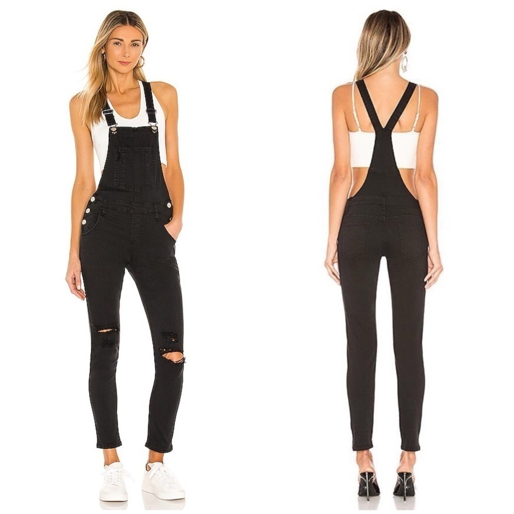 Superdown Gia Denim Overalls in Black Size S